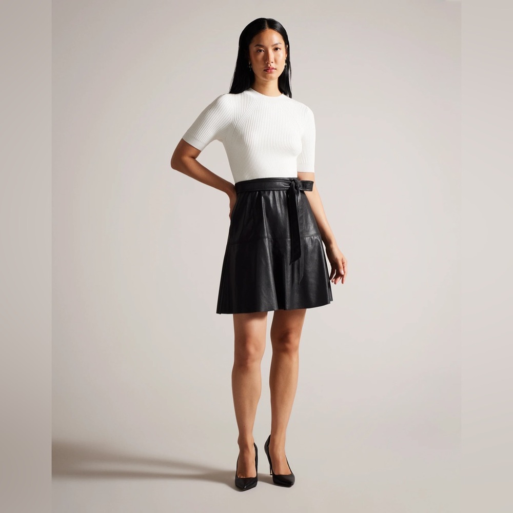 Ted Baker mini Leather dress. Runs big. Can fit a 10 or 12